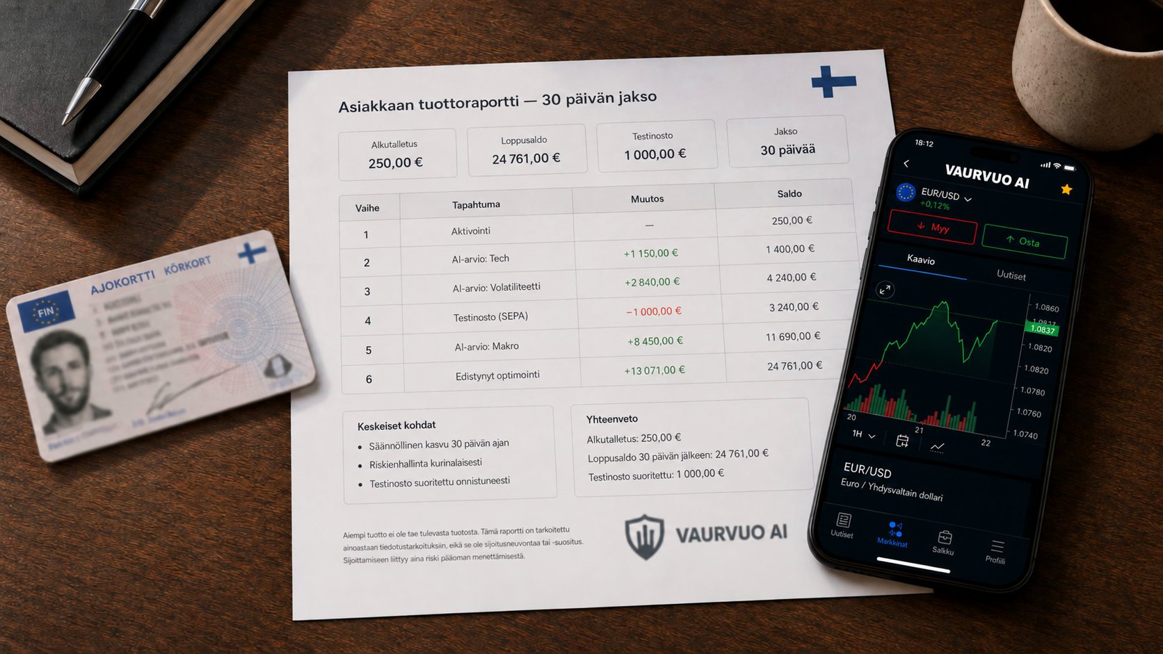 Testitilimme kehitys 30 päivän aikana